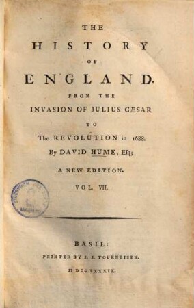 The history of England : from the invasion of Julius Caesar to the revolution in 1688, 7. [Chapter 40 - 44]