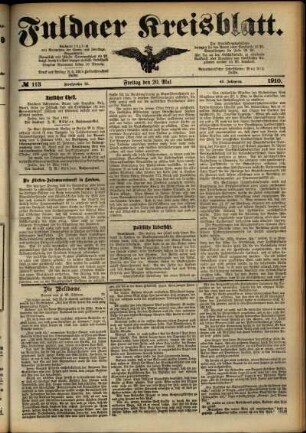 Ausgabe vom Freitag, den 20. Mai 1910.
