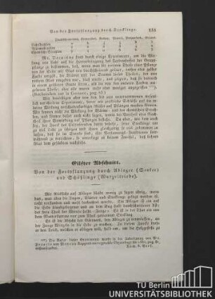 Eilfter [!] Abschnitt. Von der Fortpflanzung durch Ableger (Senker) und Schößlinge (Wurzeltriebe).