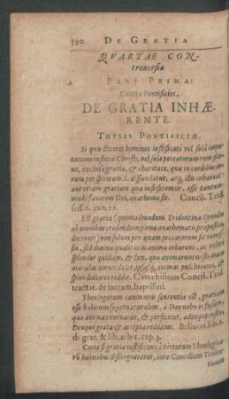 Quartae Controversiae Pars Prima: Contra Pontificios De Gratia Inhaerente.