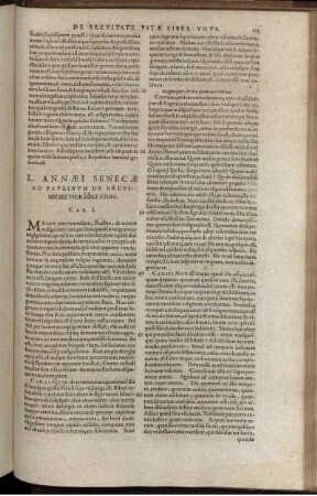 L. Annaei Senecae Ad Paulinum De Brevitate vitae liber unus