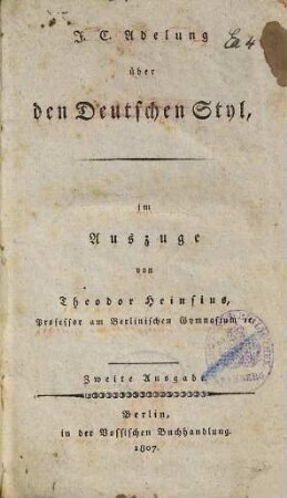 Über den deutschen Styl