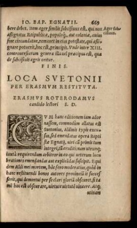 Loca Suetonii Per Erasmum Restituta.