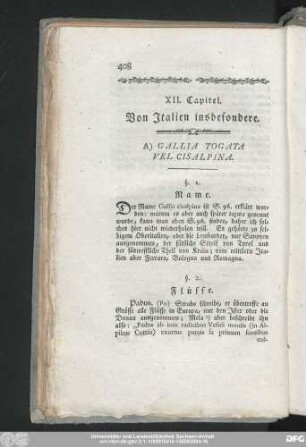 XII. Capitel. Von Italien insbesondere.