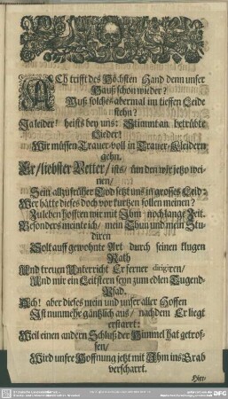 Ach trifft des Höchsten Hand denn unser Hauß schon wieder? [Rudolph Anthon von Alvensleben]
