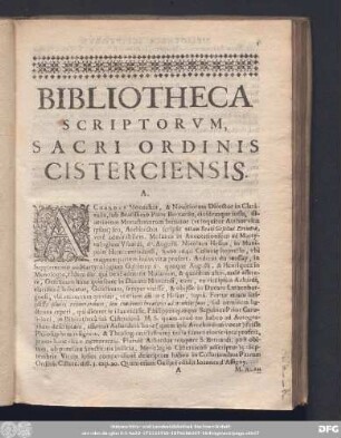 Bibliotheca Scriptorum, Sacri Ordinis Cisterciensis.