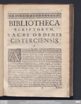 Bibliotheca Scriptorum, Sacri Ordinis Cisterciensis.