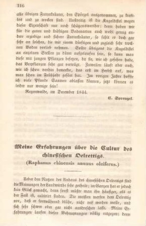 Meine Erfahrungen über die Cultur des chinesischen Oelrettigs.