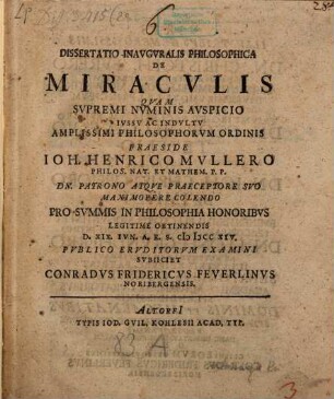Diss. inaug. philos. de miraculis
