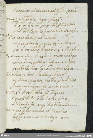[Text 18:] Pasquino avvocato del Cardinal Coscia