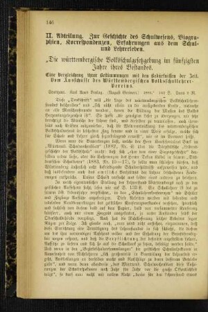 ¬Die¬ württembergische Volksschulgesetzgebung im fünfzehnten Jahre ihres Bestandes : eine Vergleichung ihrer Bestimmungen mit den Bedürfnissen der Zeit ; vom Ausschusse des Württembergischen Volksschulehrer-Vereins