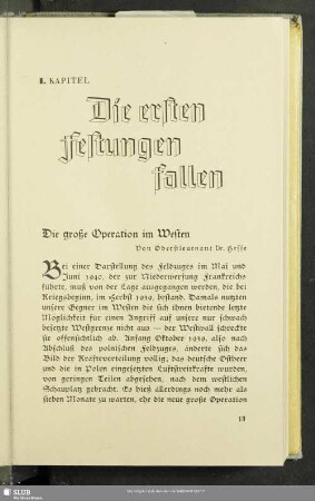 1. Kapitel. Die ersten Festungen fallen