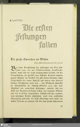1. Kapitel. Die ersten Festungen fallen