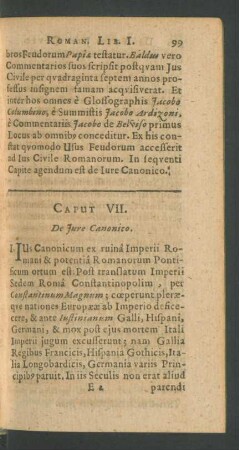 Caput VII. De Jure Canonico.