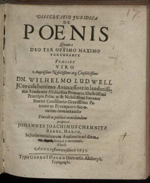Dissertatio Iuridica De Poenis