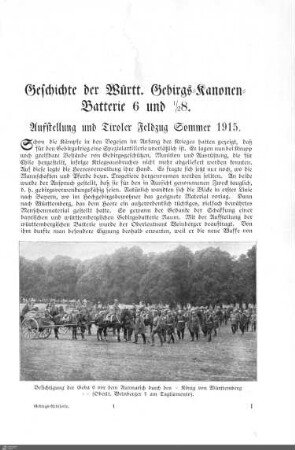 Geschichte der Württ. Gebirgs-Kanonen-Batterie 6 und 1/2 8.