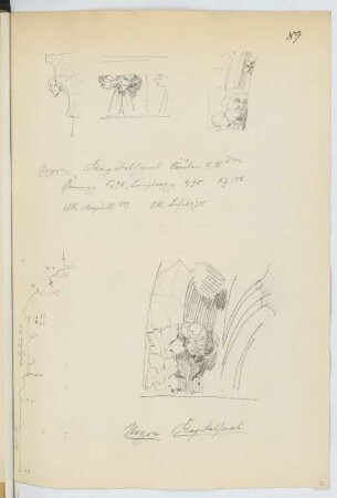 Kathedrale, Noyon: Details (aus: Skizzen- und Fotoalbum 10)