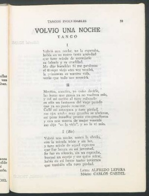 Volvió una noche : Tango