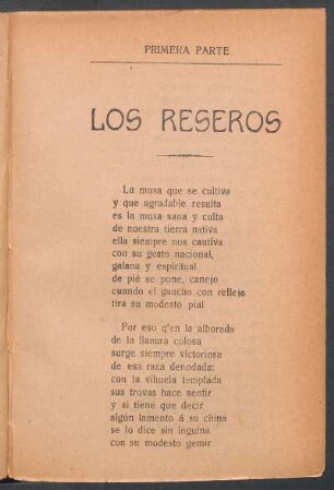Primera parte: Los reseros