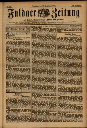 Erste Ausgabe vom Dienstag, den 17. November 1896.