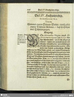 Die LIV. Hochzeitpredigt. Ex Jeremia.c.29.v.6