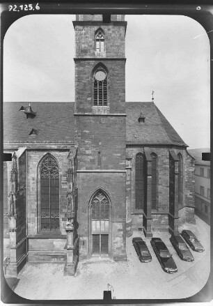 Saalfeld. Stadtkirche St. Johannes (Baubeginn 1380). Teilansicht von Südost