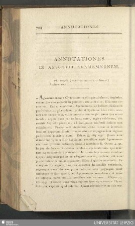 Annotationes in Aeschyli Agamemnonem