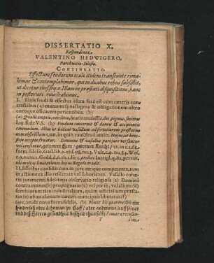 Dissertatio X. Respondente Valentino Hedwigero.