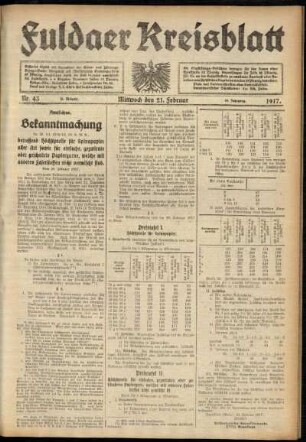 Zweite Ausgabe vom Mittwoch, den 21. Februar 1917.