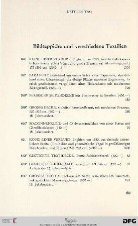 Bildteppiche und verschiedene Textilien (Nr. 396-415)