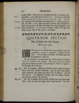 Quatrième Section. Des Solides ou des Corps.