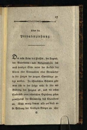 Uiber die Privaterziehung