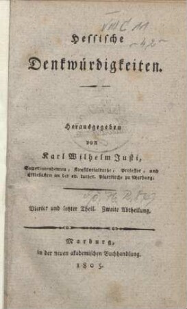 Hessische Denkwürdigkeiten. Theil 4, Abt. 2