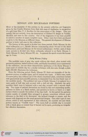 I. Minoan and Mycenaean Pottery