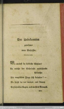 Der Unbekannten gewidmet vom Verfasser