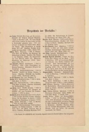 Verzeichnis der Verfasser