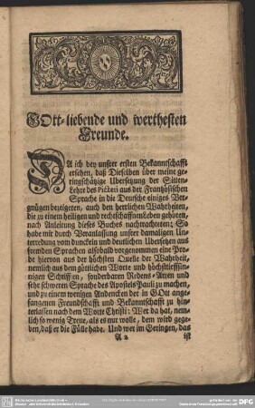 Gott-liebende und werthesten Freunde. Vorrede