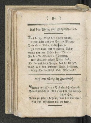 Auf den König von Großbrittanien.