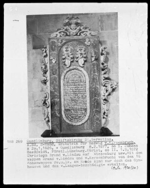 Grabstein für Hedwig von Kersenbruch, gestorben 1626