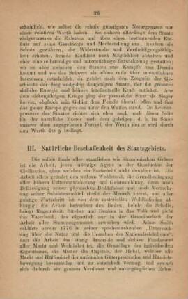 III. Natürliche Beschaffenheit des Staatsgebiets