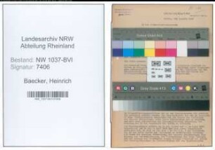 Entnazifizierung Heinrich Baecker , geb. 24.07.1892 (Fabrikinhaber)