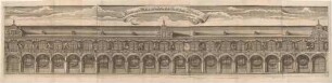 Darstellung der Hoffassade des Langen Ganges im Stallhof des Residenzschlosses in Dresden-Altstadt, 1586-1591 erbaut, Blick nach Norden, aus der Weck`schen Chronik