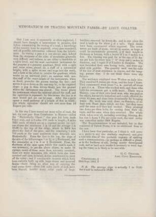 [III.] Memorandum on tracing mountain passes - by Lieut. Collyer