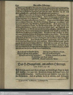 Das H. Evangelium, am andern Ostertage, Luc. XXIV, 13-36