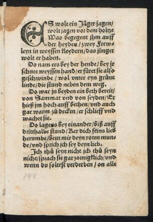 ES wolt ein Jäger jagen/ || wolt jagen vor dem holtze ||