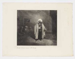 Orientalisch gekleideter Mann mit Umhang und Turban