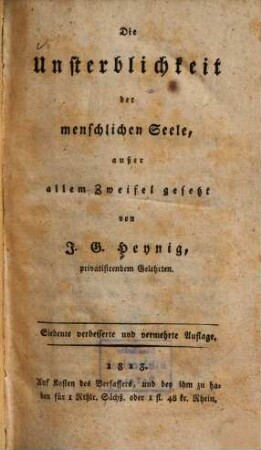 Die Unsterblichkeit der menschlichen Seele, außer allem Zweifel gesetzt