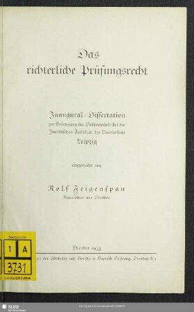 Das richterliche Prüfungsrecht