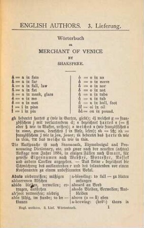 Shakspere's Merchant of Venice : A comedy. Mit Anmerkungen zum Schulgebrauch herausgegeben von Emil Penner, 2