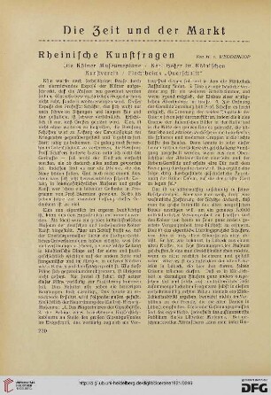 13.1921: Rheinische Kunstfragen